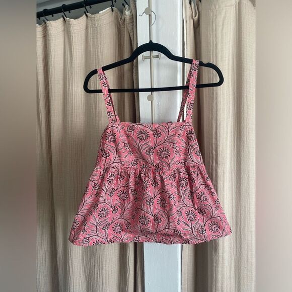 J. Crew Collection Tie-Shoulder Tank Top Women's 4 Ratti Coral Vines BK818 - Picture 2 of 9